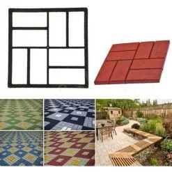 Tinor Plastic Path Maker Mould 40X40cm Paving Concrete Mould Stepping Stone Molds Stones Slabs Garden Patio Driveway Pavement Mold Patio Path Walk Maker