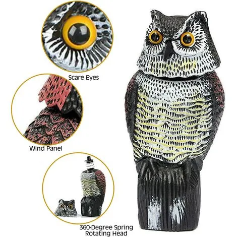 Tinor 38cm Bird Scarers For Gardens, Owl Decoy With Rotating Head, Realistic Garden Owl Decoy To Scare Birds Away 7 Tinor 38cm Bird Scarers For Gardens, Owl Decoy With Rotating Head, Realistic Garden Owl Decoy To Scare Birds Away - Image 5