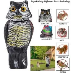 OSQI 38cm Bird Scarers For Gardens, Owl Decoy With Rotating Head, Realistic Garden Owl Decoy To Scare Birds Away -Indoor Flower Pot 59337274 4