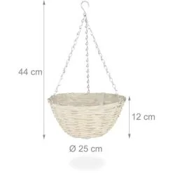 Relaxdays Set Of 3 Hanging Plant Basket, Handmade Willow Wood Wicker, With Foil, Flower Pots, HxØ: 12 X 25 Cm, Natural 10 Relaxdays Set Of 3 Hanging Plant Basket, Handmade Willow Wood Wicker, With Foil, Flower Pots, HxØ: 12 X 25 Cm, Natural -Indoor Flower Pot 61327983 4