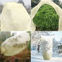 GROOFOO Winter Plant Frost Protection Cover With Drawstring Fleece Tear Resistant Beige 60x80cm -Indoor Flower Pot 63606139 5