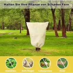 GROOFOO Winter Plant Frost Protection Cover - With Drawstring - Fleece, Tear Resistant - 80 X 60cm,Beige -Indoor Flower Pot 63607441 3