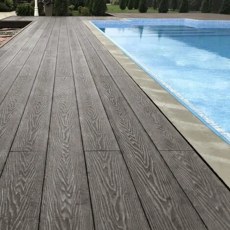 Livingandhome WPC Decking Waterproof Floor Tiles Set With Accessories Kit Light Grey,6.3㎡ 5 Livingandhome WPC Decking Waterproof Floor Tiles Set With Accessories Kit Light Grey,6.3㎡ - Image 3