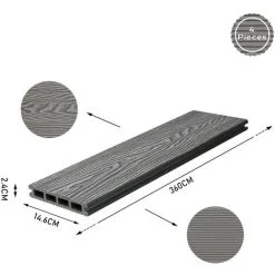 Livingandhome WPC Decking Waterproof Floor Tiles Set With Accessories Kit Light Grey,6.3㎡ 11 Livingandhome WPC Decking Waterproof Floor Tiles Set With Accessories Kit Light Grey,6.3㎡ -Indoor Flower Pot 64137406 5