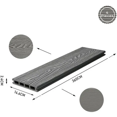 Livingandhome WPC Decking Waterproof Floor Tiles Set With Accessories Kit Light Grey,6.3㎡ 7 Livingandhome WPC Decking Waterproof Floor Tiles Set With Accessories Kit Light Grey,6.3㎡ - Image 5