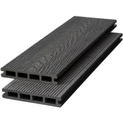 Livingandhome WPC Decking Waterproof Floor Tiles Set With Accessories Kit Dark Grey,7.3㎡