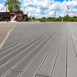 Livingandhome WPC Decking Waterproof Floor Tile Sample,Light Grey -Indoor Flower Pot 64137411 3