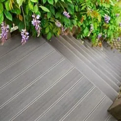 Livingandhome WPC Decking Waterproof Floor Tile Sample,Light Grey -Indoor Flower Pot 64137411 4