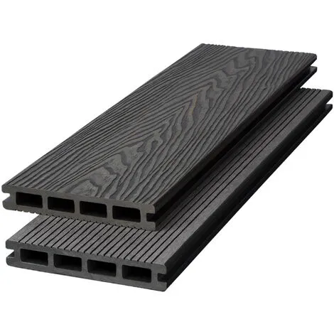 Livingandhome WPC Decking Waterproof Floor Tiles Set With Accessories Kit Dark Grey,8.4㎡ 3 Livingandhome WPC Decking Waterproof Floor Tiles Set With Accessories Kit Dark Grey,8.4㎡