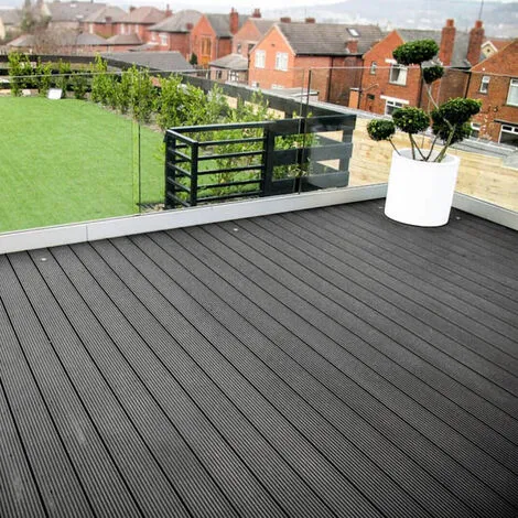 Livingandhome WPC Decking Waterproof Floor Tiles Set With Accessories Kit Dark Grey,5.2㎡ 5 Livingandhome WPC Decking Waterproof Floor Tiles Set With Accessories Kit Dark Grey,5.2㎡ - Image 3