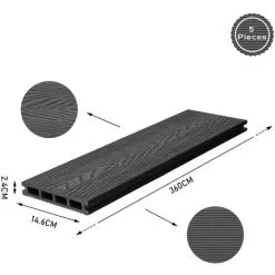 Livingandhome WPC Decking Waterproof Floor Tiles Set With Accessories Kit Dark Grey,5.2㎡ 11 Livingandhome WPC Decking Waterproof Floor Tiles Set With Accessories Kit Dark Grey,5.2㎡ -Indoor Flower Pot 64137416 5
