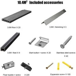 Livingandhome WPC Decking Waterproof Floor Tiles Set With Accessories Kit Light Grey,10.4㎡ 10 Livingandhome WPC Decking Waterproof Floor Tiles Set With Accessories Kit Light Grey,10.4㎡ -Indoor Flower Pot 64137420 4