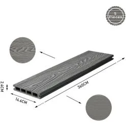 Livingandhome WPC Decking Waterproof Floor Tiles Set With Accessories Kit Light Grey,10.4㎡ 11 Livingandhome WPC Decking Waterproof Floor Tiles Set With Accessories Kit Light Grey,10.4㎡ -Indoor Flower Pot 64137420 5