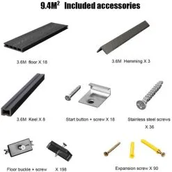 Livingandhome WPC Decking Waterproof Floor Tiles Set With Accessories Kit Dark Grey,9.4㎡ -Indoor Flower Pot 64137421 4