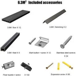 Livingandhome WPC Decking Waterproof Floor Tiles Set With Accessories Kit Dark Grey,6.3㎡ -Indoor Flower Pot 64137423 4