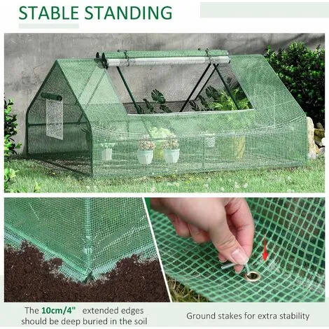 Outsunny Greenhouse Flower Planter Mini Zipper Garden Patio Steel 1.8 M 7 Outsunny Greenhouse Flower Planter Mini Zipper Garden Patio Steel 1.8 M - Image 5