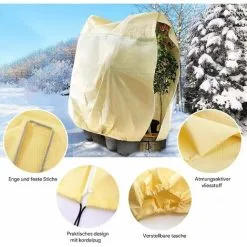 Overwintering Plant Cover, Adjustable Plant Protection Cover With Zippered Drawstring, Anti-Frost Reusable Plant Protection Bag, 180 X 120 Cm, SOEKAVIA Beige