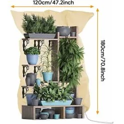 Overwintering Plant Cover, Adjustable Plant Protection Cover With Zippered Drawstring, Anti-Frost Reusable Plant Protection Bag, 180 X 120 Cm, SOEKAVIA Beige -Indoor Flower Pot 64516088 5