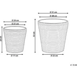 Beliani Set Of 2 Outdoor Plant Baskets Planter Pots Lining PE Rattan Brown Sarti -Indoor Flower Pot 65603709 3