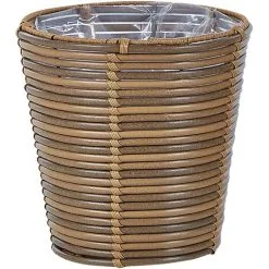 Beliani Set Of 2 Outdoor Plant Baskets Planter Pots Lining PE Rattan Brown Sarti -Indoor Flower Pot 65603709 4