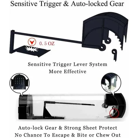 Langray Mouse Trap, Humane Mouse Traps For Indoors, Rodent Trap High Sensitive No Kill, Mousetrap Poison Substitute Friendly For Kids & Pet, Professional Mice Trap Mouse Catcher Reusable & Easy To Use (Black) 6 Langray Mouse Trap, Humane Mouse Traps For Indoors, Rodent Trap High Sensitive No Kill, Mousetrap Poison Substitute Friendly For Kids & Pet, Professional Mice Trap Mouse Catcher Reusable & Easy To Use (Black) - Image 4