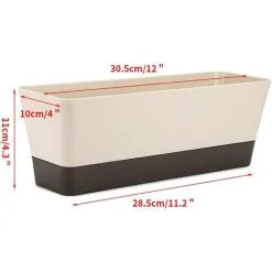 MONLY Rectangular Flower Box, 12 Rectangular Plastic Flower Pot, Outdoor Balcony Planters For Succulents, Flowers, African Violets, Set Of 2 -Indoor Flower Pot 68262335 3