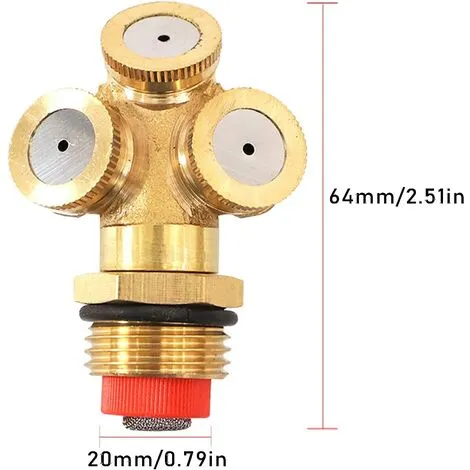 MONLY Pieces Brass Misting Spray Nozzle,Misting Spray Nozzle,3 Holes Spray Nozzle,Spray Nozzle Holes,For Lawn,Watering Gardening,Irrigation Agriculture 4 MONLY Pieces Brass Misting Spray Nozzle,Misting Spray Nozzle,3 Holes Spray Nozzle,Spray Nozzle Holes,For Lawn,Watering Gardening,Irrigation Agriculture - Image 2