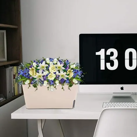 MONLY 10.5 Inch Rectangle Self Watering Planter Set Of 3, Plastic Plant Pot With Visual Water Level Window Indoor Decorative Garden Flower Pot (Green/Brown/Orange) 5 MONLY 10.5 Inch Rectangle Self Watering Planter Set Of 3, Plastic Plant Pot With Visual Water Level Window Indoor Decorative Garden Flower Pot (Green/Brown/Orange) - Image 3