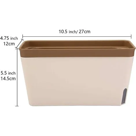 MONLY 10.5 Inch Rectangle Self Watering Planter Set Of 3, Plastic Plant Pot With Visual Water Level Window Indoor Decorative Garden Flower Pot (Green/Brown/Orange) 6 MONLY 10.5 Inch Rectangle Self Watering Planter Set Of 3, Plastic Plant Pot With Visual Water Level Window Indoor Decorative Garden Flower Pot (Green/Brown/Orange) - Image 4