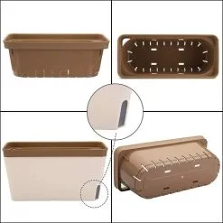 MONLY 10.5 Inch Rectangle Self Watering Planter Set Of 3, Plastic Plant Pot With Visual Water Level Window Indoor Decorative Garden Flower Pot (Green/Brown/Orange) 11 MONLY 10.5 Inch Rectangle Self Watering Planter Set Of 3, Plastic Plant Pot With Visual Water Level Window Indoor Decorative Garden Flower Pot (Green/Brown/Orange) -Indoor Flower Pot 68264642 5