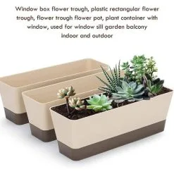 MONLY Balcony Garden Rectangular Plastic Planters,Vegetable Flower Planter Box Planting Pot For Windowsill,Patio,Home Decor,Porch -Indoor Flower Pot 68267203 4