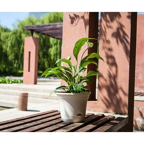 DENUOTOP Flower Pots 20CM Self-Watering Flower Pot, Long-Term Plant Pot For Water Storage, Deep Reservoir, Planter Pot For Indoor Plants Home Decoration - Beige, Set Of 4 4 DENUOTOP Flower Pots 20CM Self-Watering Flower Pot, Long-Term Plant Pot For Water Storage, Deep Reservoir, Planter Pot For Indoor Plants Home Decoration - Beige, Set Of 4 - Image 2