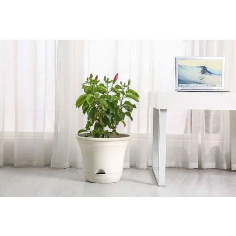 DENUOTOP Flower Pots 20CM Self-Watering Flower Pot, Long-Term Plant Pot For Water Storage, Deep Reservoir, Planter Pot For Indoor Plants Home Decoration - Beige, Set Of 4 7 DENUOTOP Flower Pots 20CM Self-Watering Flower Pot, Long-Term Plant Pot For Water Storage, Deep Reservoir, Planter Pot For Indoor Plants Home Decoration - Beige, Set Of 4 - Image 5