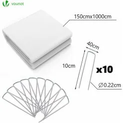 VOUNOT Garden Fleece 50gsm Horticultural Fleece Plant Winter Protection Cover With 10 Pegs 1.5x10M -Indoor Flower Pot 71044534 5