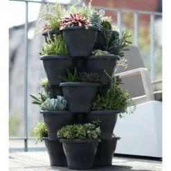 Geezy Garden Flower Pot Large Stackable Vertical Tripple Pocket Planter Self Watering Plant Pots, Polypropylene, 42 X 44 X 20 Cm -Indoor Flower Pot 71164107 3
