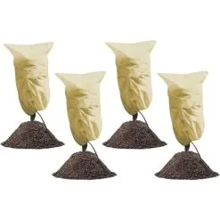 MEZHENG 4 Pcs Winter Plant Cover 100x80cm Plant Winter Cover Winter Veil Tree Winter Cover Palm Tree Winter Cover With Adjustable Drawstring