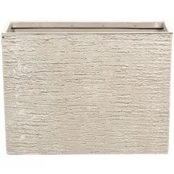 Beliani Modern Outdoor Indoor Flower Pot Stone Rectangular 25x60x45 Cm Beige Edessa