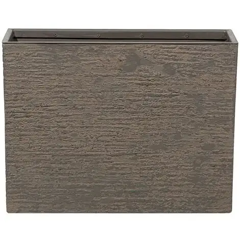 Beliani Modern Outdoor Indoor Flower Pot Stone Rectangular 25x60x45 Cm Dark Brown Edessa 3 Beliani Modern Outdoor Indoor Flower Pot Stone Rectangular 25x60x45 Cm Dark Brown Edessa