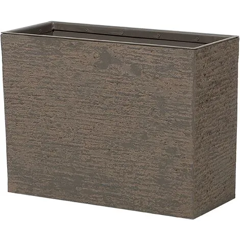 Beliani Modern Outdoor Indoor Flower Pot Stone Rectangular 25x60x45 Cm Dark Brown Edessa 6 Beliani Modern Outdoor Indoor Flower Pot Stone Rectangular 25x60x45 Cm Dark Brown Edessa - Image 4