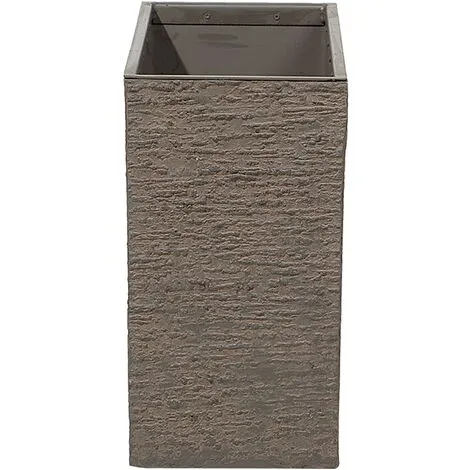 Beliani Modern Outdoor Indoor Flower Pot Stone Rectangular 25x60x45 Cm Dark Brown Edessa 7 Beliani Modern Outdoor Indoor Flower Pot Stone Rectangular 25x60x45 Cm Dark Brown Edessa - Image 5