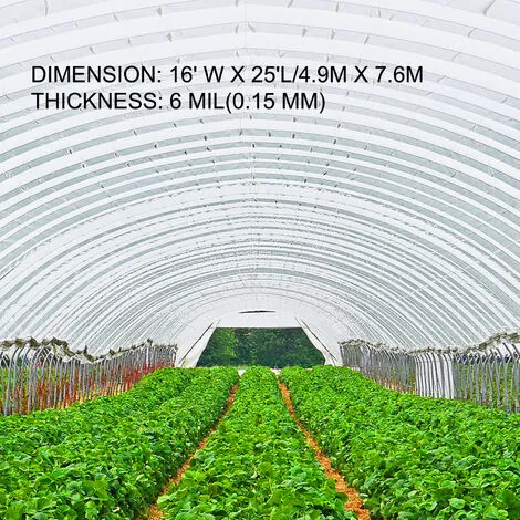 VEVOR Greenhouse Film, Greenhouse Polyethylene Film 16x25 Ft Greenhouse Plastic 5 VEVOR Greenhouse Film, Greenhouse Polyethylene Film 16x25 Ft Greenhouse Plastic - Image 3