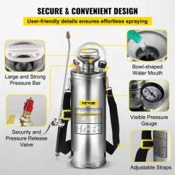 VEVOR Stainless Steel Sprayer 10L Household Gardening And Floor Cleaning Sprayer, Suitable For The Current Neds Of Industry, Agriculture, Commerce, Medicine And Other Industries -Indoor Flower Pot 74437980 5