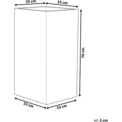 Beliani Flower Planter Tall Stone Garden Plant Pot Indoor Outdoor 35x70 Cm Brown Gaza -Indoor Flower Pot 7487069 3