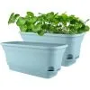 EINEMGELD 40CM Self-Watering Plant Pot Rectangular Plastic Planters, Modern Decorative Flower Pot For All Plants, Flowers, Herbs - Blue, Set Of 2 2 EINEMGELD 40CM Self-Watering Plant Pot Rectangular Plastic Planters, Modern Decorative Flower Pot For All Plants, Flowers, Herbs - Blue, Set Of 2 -Indoor Flower Pot 75323433 1