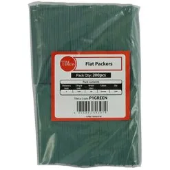Timco 100 X 28 1mm Green Flat Packers - Bag Of 200