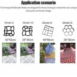 JOORRT Way Border Maker Way Way Cement Cement Pavé Concrete Reusable Design Mouleur Stone Walking DIY Reusable Concrete Brick Muste, Mold As -Indoor Flower Pot 76384172 4