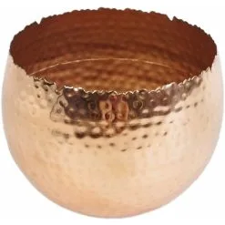 Leaf Large Metal Planter 22 X 17cm Hammered Copper Plated - Curvy Edge