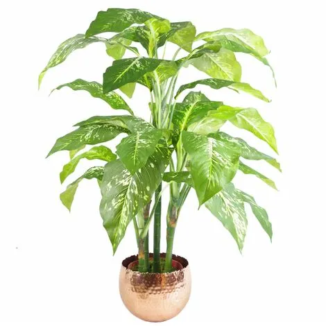 Leaf Large Metal Planter 22 X 17cm Hammered Copper Plated - Curvy Edge 4 Leaf Large Metal Planter 22 X 17cm Hammered Copper Plated - Curvy Edge - Image 2