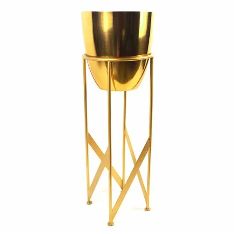 Leaf 55cm Gold Planter With Matching Stand 3 Leaf 55cm Gold Planter With Matching Stand