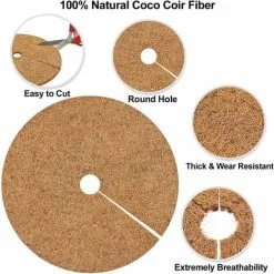DECKON Coconut Mulch Disk, Coconut Disk, 4 Pieces 40 Cm Diameter Coconut Mat, Reusable Coconut Mulch Disk, Flower Pot Winter Protection, Winter Protection For Potted Plants, Round Coconut Mat Winter Protecti -Indoor Flower Pot 78548680 3
